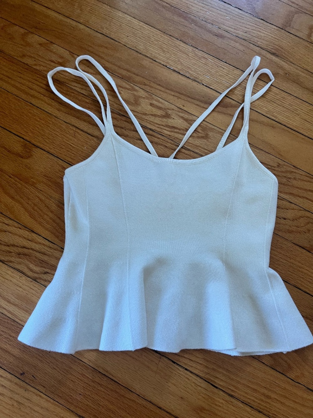 Maeve Anthropologie Bustier Peplum Top Ivory Cream Womens Size XS